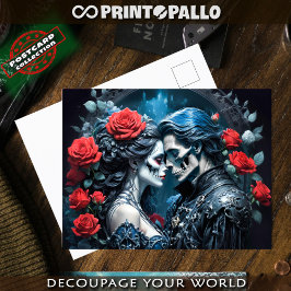 Postal Vampiro y calavera amor por siempre