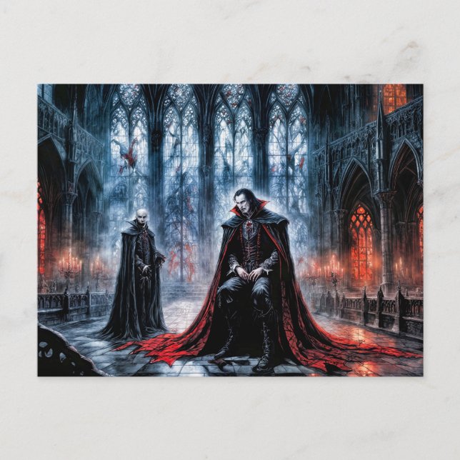 Postal Vampiros en la catedral gótica (Anverso)