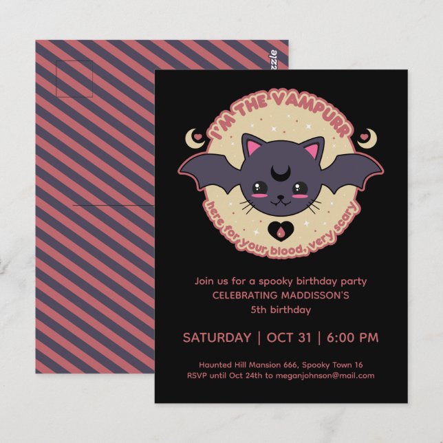 Postal Vampurr Creepy Cute Halloween fiesta de cumpleaños (Anverso / Reverso)