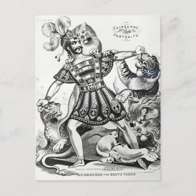 Postal Van Amburgh el Brute Tamer, 1838 (Anverso)