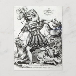 Postal Van Amburgh el Brute Tamer, 1838