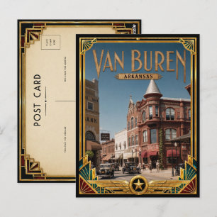 Postal Van Buren Arkansas Arte Deco Vintage Edad Dorada