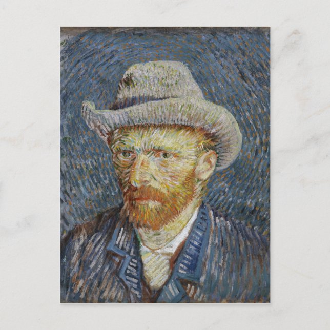 Postal Van Gogh Autoretrato Gray Felt Gorra Pintura (Anverso)