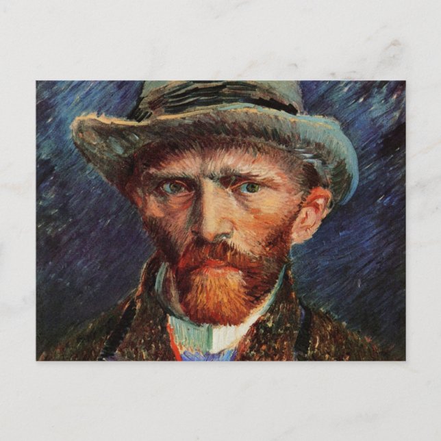 Postal Van Gogh; autorretrato con Gorra de Felt Gray (Anverso)