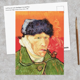 Postal Van Gogh - Autorretrato con oreja vendada y pipa