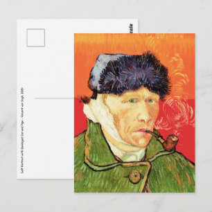 Postal Van Gogh - autorretrato con oreja y tubo varados