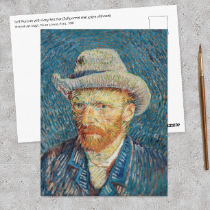 Postal Van Gogh - Autorretrato con un sombrero de fieltro