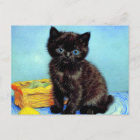 Van Gogh Black Kitten con yarn