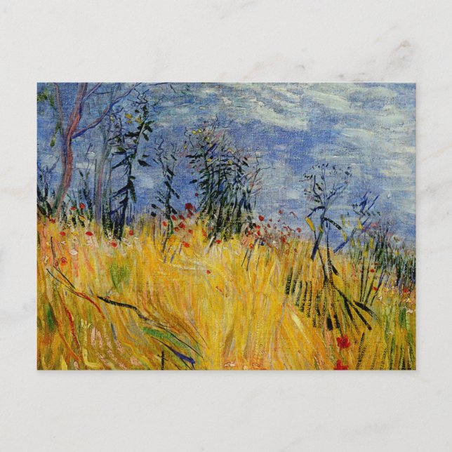 Postal Van Gogh - Borde de un campo de trigo con cachorro (Anverso)