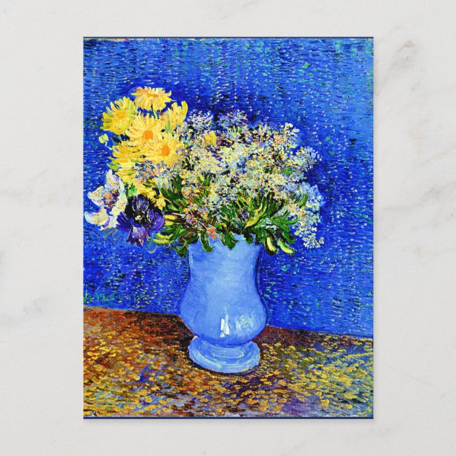 Postal Van Gogh - Bouquet de flores en una bolsa azul (Anverso)