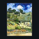 Postal Van Gogh - Cabañas de paja en Cordeville<br><div class="desc">Casas de campo con paja en Cordeville,  pintura de arte fino de Vincent van Gogh,  1890</div>