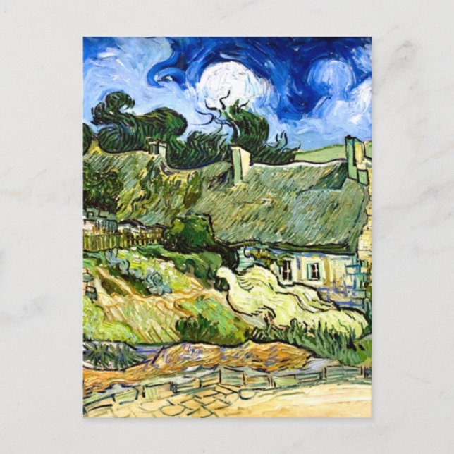 Postal Van Gogh - Cabañas de paja en Cordeville (Anverso)