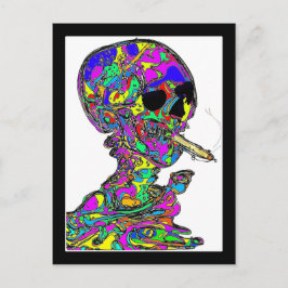 Postal Van Gogh Calavera Fumando Cigarrillo