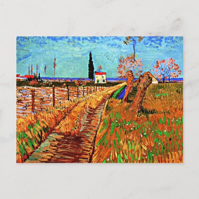 Postal Van Gogh - Camino a través de un campo con guantes (Anverso)