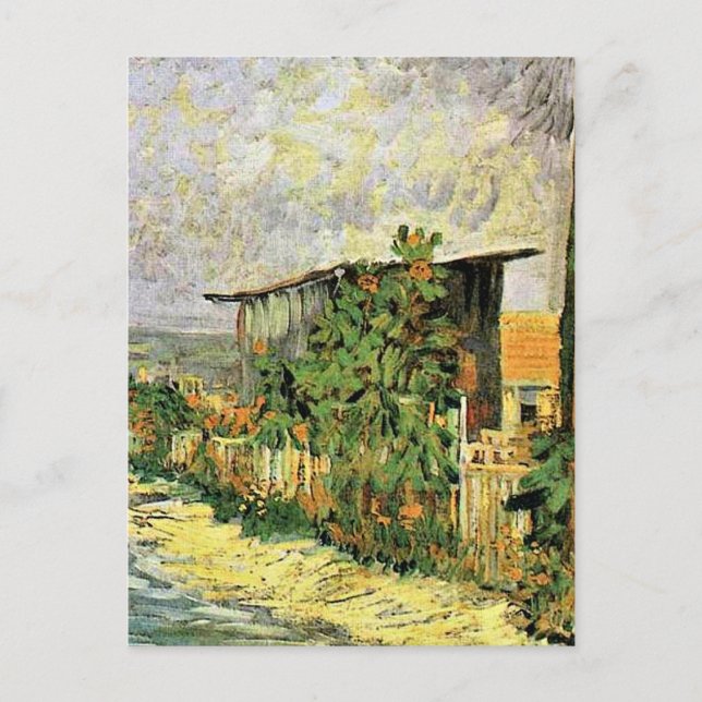 Postal Van Gogh - Camino de Montmarte con girasoles, (Anverso)