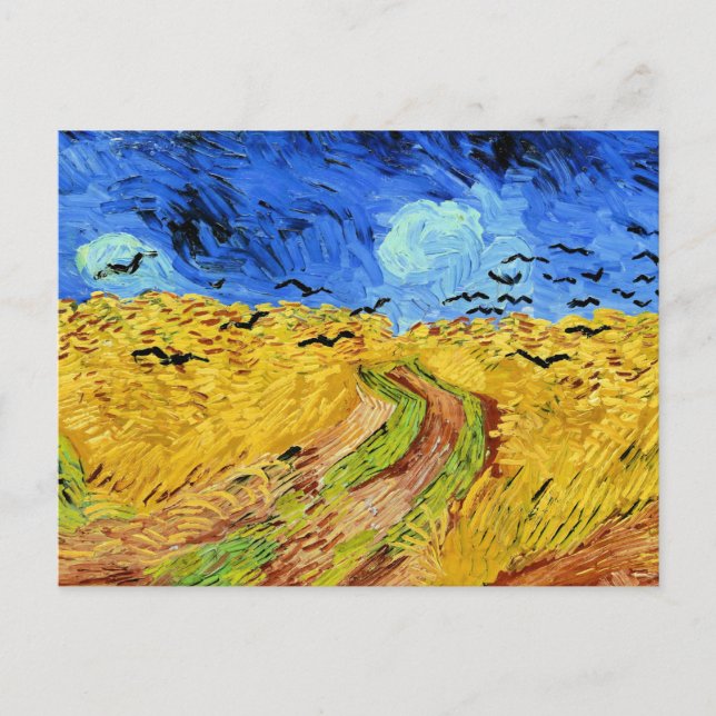 Postal Van Gogh - Campo de trigo con cuervos, (Anverso)