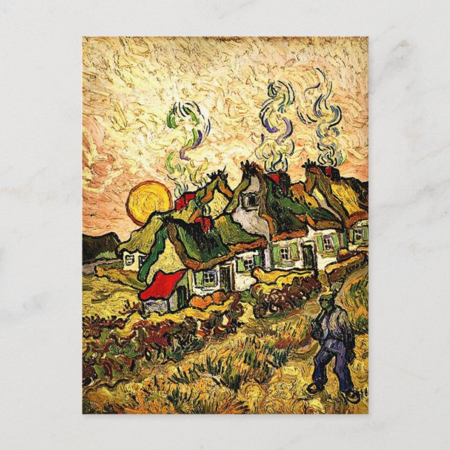 Postal Van Gogh: Casas de paja al sol (Anverso)