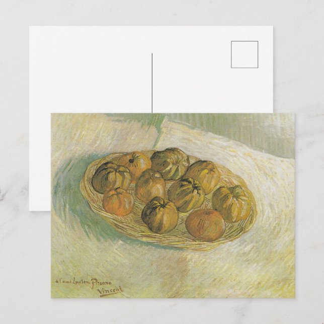Postal Van Gogh Cesta de Manzanas - Clásico Bodegón (Anverso / Reverso)