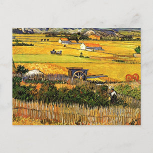 Postal Van Gogh - Cosecha en La Crau con Montmajour,