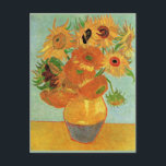 Postal Van Gogh - Doce girasoles<br><div class="desc">El famoso dolor de Vincent van Gogh,  la "caja de vida fija" con doce girasoles,  marco dorado.</div>