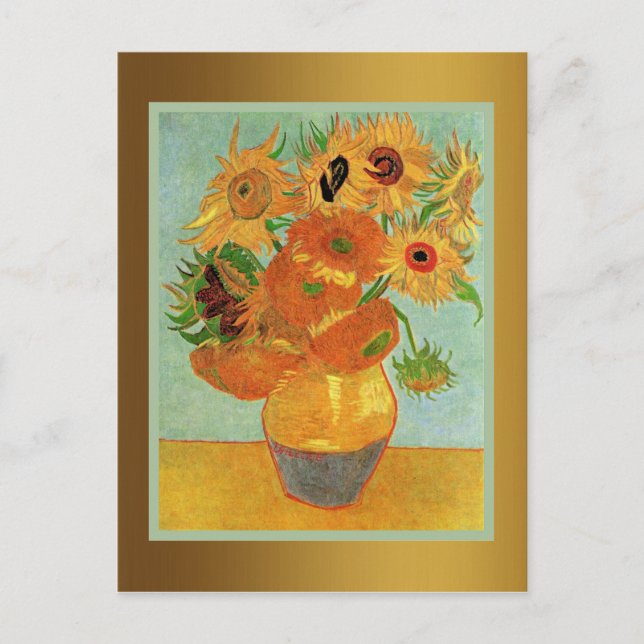 Postal Van Gogh - Doce girasoles (Anverso)