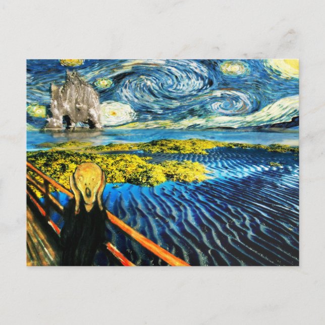 Postal Van Gogh Edvard Conoce a Vincent Noche Estrellada (Anverso)