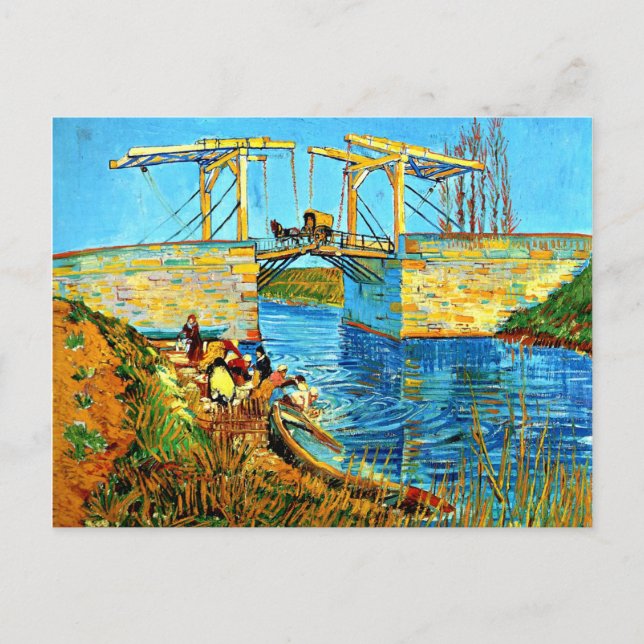 Postal Van Gogh - El puente de los Langlois en Arles con  (Anverso)