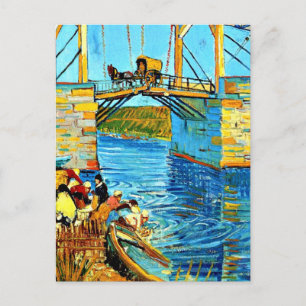 Postal Van Gogh - El puente Langlois en Arles con las muj