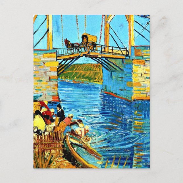 Postal Van Gogh - El puente Langlois en Arles con las muj (Anverso)