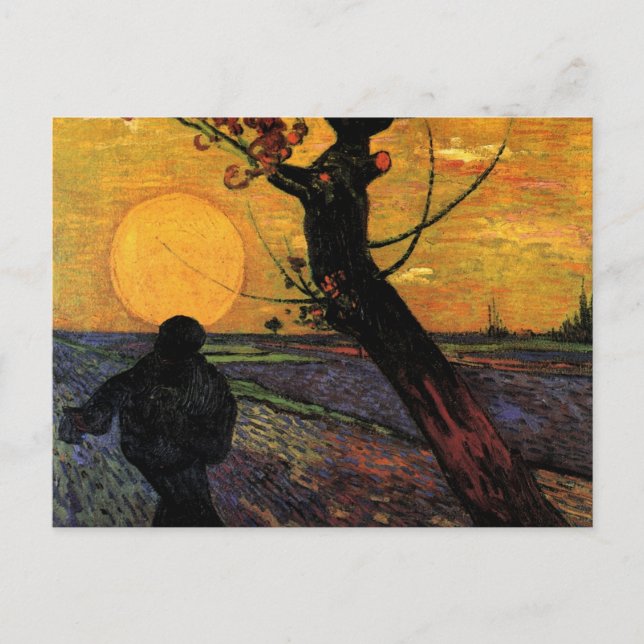 Postal Van Gogh; El sembrador, campesino agricultor vinta (Anverso)