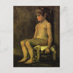 Postal Van Gogh; Estudio de una niña, sentada, Retrato