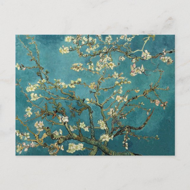 Postal Van Gogh - Floreciente árbol de almendros (Anverso)