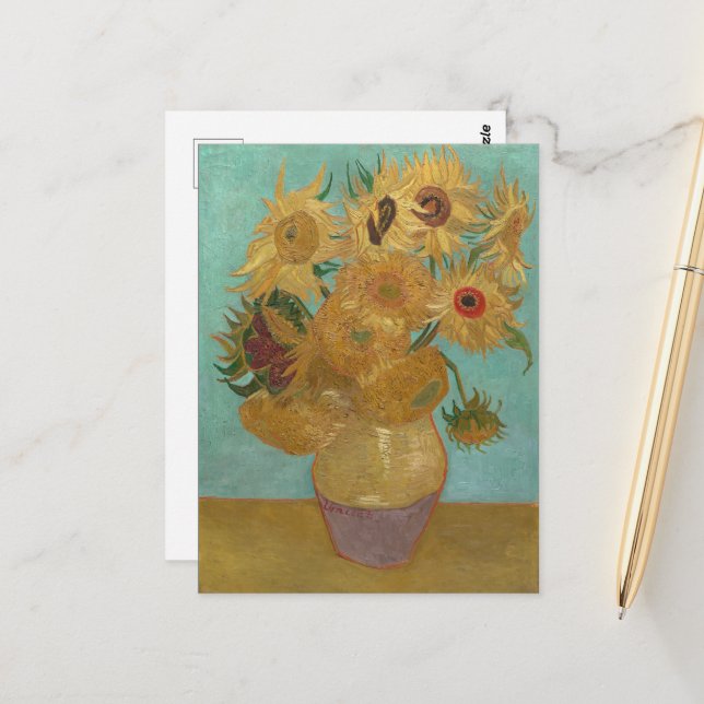 Postal Van Gogh - girasoles, tercera versión, repetición (Anverso/Reverso In Situ)