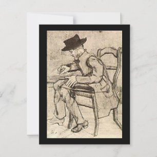 Postal Van Gogh - Hombre Que Escribe, Enfrentando A La Iz