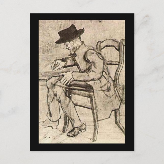 Postal Van Gogh - Hombre Que Escribe, Enfrentando A La Iz (Anverso)
