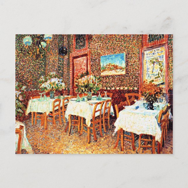 Postal Van Gogh - Interior de un restaurante (Anverso)