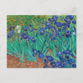 Postal Van Gogh Irises. Impresionismo floral vintage azul