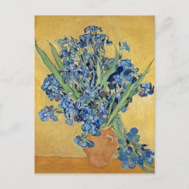 Postal Van Gogh Irises Vase Flores Azules Arte Vintage