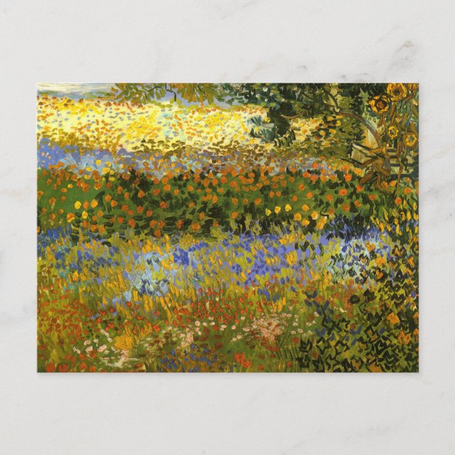 Postal Van Gogh - Jardín de flores, (Anverso)