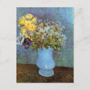 Postal Van Gogh - Jarrón con lilas, margaritas y anémonas