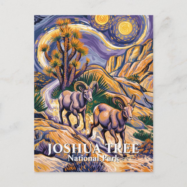 Postal Van Gogh Joshua Tree Wildlife Sheep & Custom Text (Anverso)