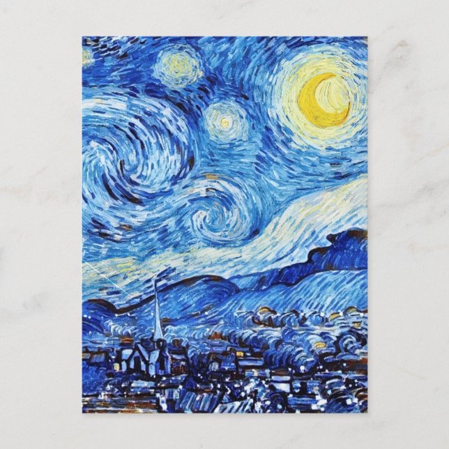 Postal Van Gogh - La noche estrellada - Navidad blanca (Anverso)