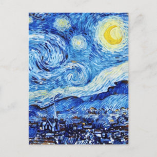 Postal Van Gogh - La noche estrellada - Navidades blancos