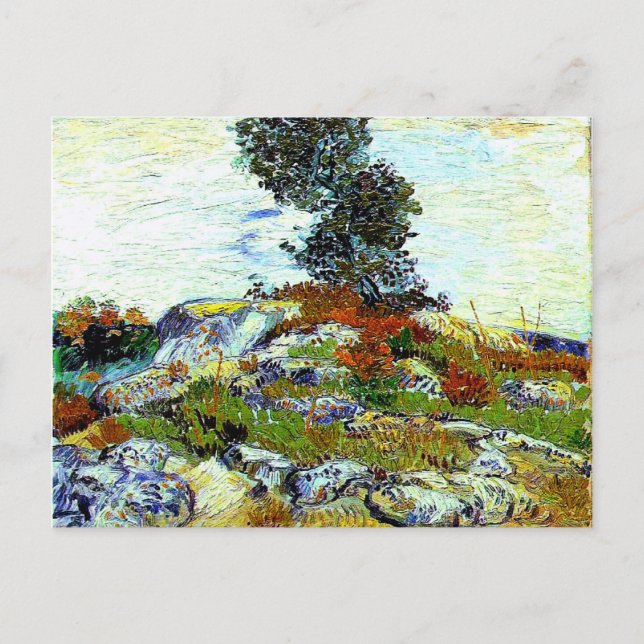 Postal Van Gogh - Las rocas con roble, arte fino (Anverso)