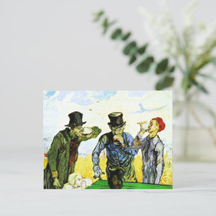Postal Van Gogh - Los bebedores, pintura famosa,