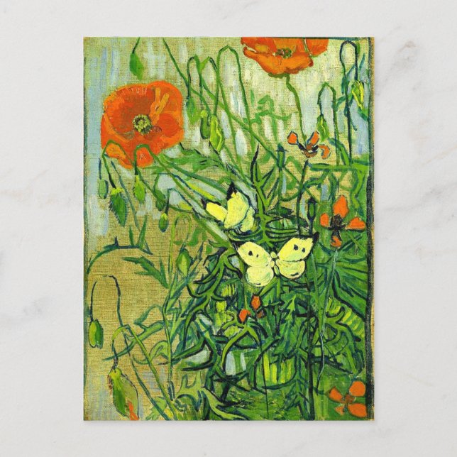 Postal Van Gogh - Mariposas y cachorros (Anverso)