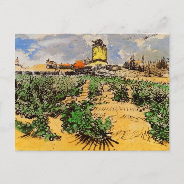 Postal Van Gogh Mill de Alphonse Daudet en Fontevielle (Anverso)
