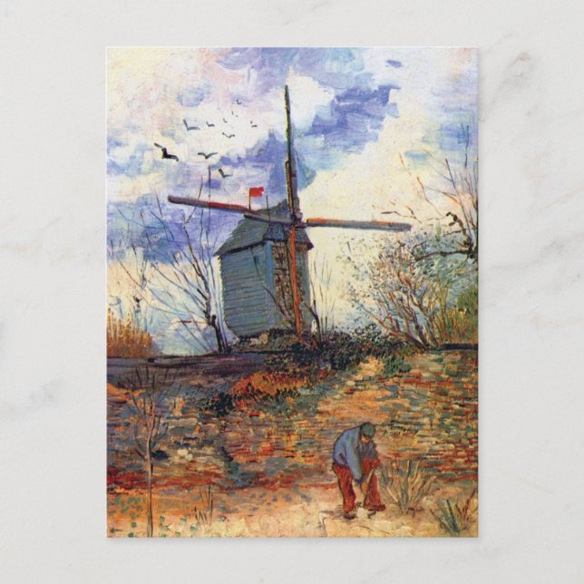 Postal Van Gogh - Molino de viento Le Moulin De La Galett (Anverso)