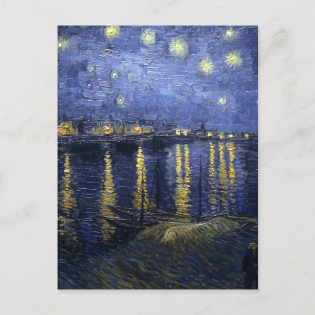 Postal van Gogh - Noche estrellada sobre el Ródano (1888) (Anverso)