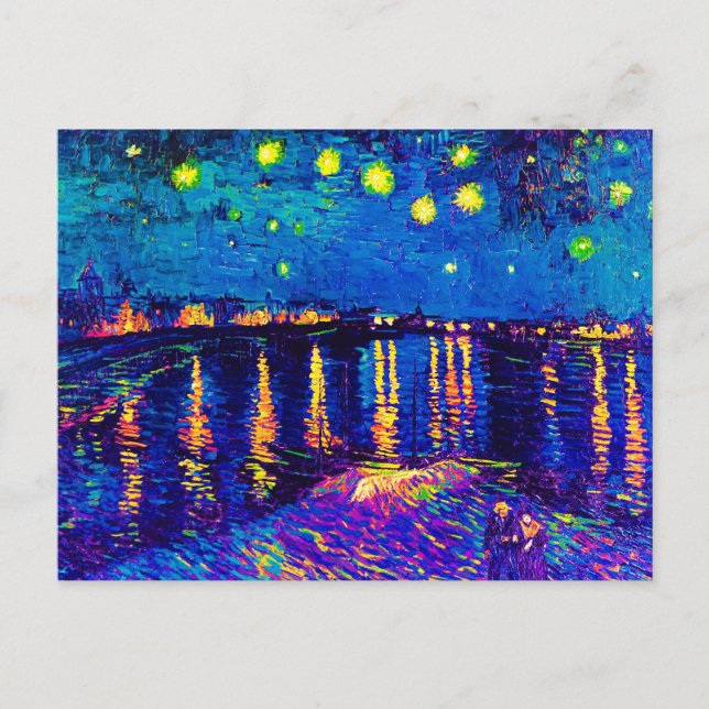Postal Van Gogh - Noche estrellada sobre el Ródano Pop Ar (Anverso)